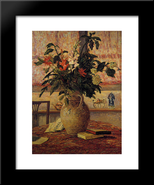 A Bouquet Of Flowers In Front Of A Window 20x24 Black Modern Wood Framed Art Print Poster by Maufra, Maxime