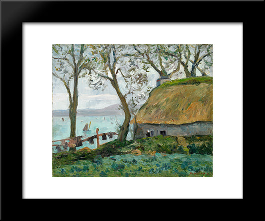 A Cottage With Thatched Roof In Douarnenez 20x24 Black Modern Wood Framed Art Print Poster by Maufra, Maxime