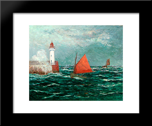 Back To Fishing Boats In Belle-Isle-En-Mer 20x24 Black Modern Wood Framed Art Print Poster by Maufra, Maxime