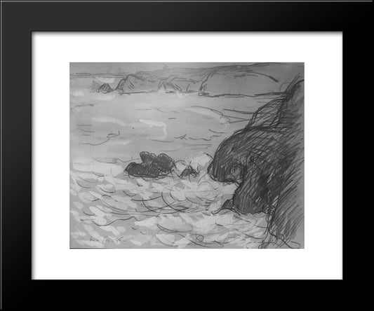 Cliffs And Sea 20x24 Black Modern Wood Framed Art Print Poster by Maufra, Maxime