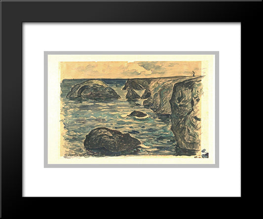 Cliffs Of The Wild Coast 20x24 Black Modern Wood Framed Art Print Poster by Maufra, Maxime