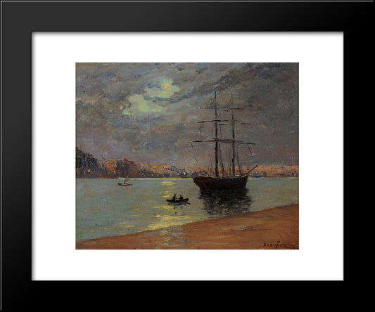 Evening Fog Over Nantes 20x24 Black Modern Wood Framed Art Print Poster by Maufra, Maxime