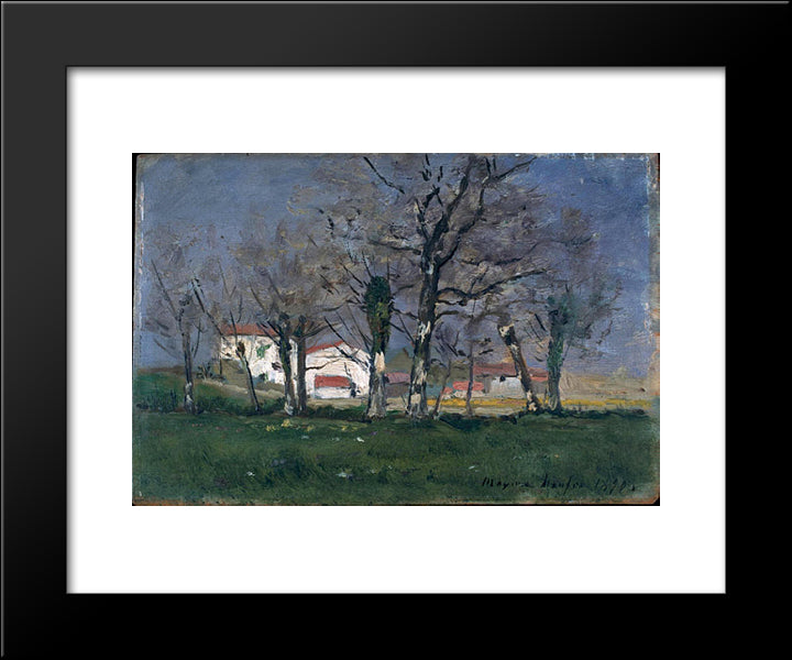 Farm In The Trees 20x24 Black Modern Wood Framed Art Print Poster by Maufra, Maxime