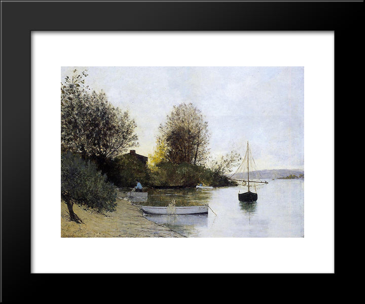 Fishermen On The Banks Of The Loire 20x24 Black Modern Wood Framed Art Print Poster by Maufra, Maxime