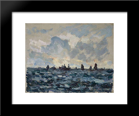 Fishing Sardine Boat 20x24 Black Modern Wood Framed Art Print Poster by Maufra, Maxime