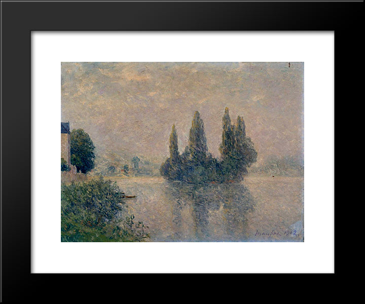 Fog On The Seine (The Andelys) 20x24 Black Modern Wood Framed Art Print Poster by Maufra, Maxime