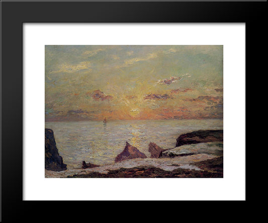 On The Cliffs Of Belle Isle On Mer 20x24 Black Modern Wood Framed Art Print Poster by Maufra, Maxime