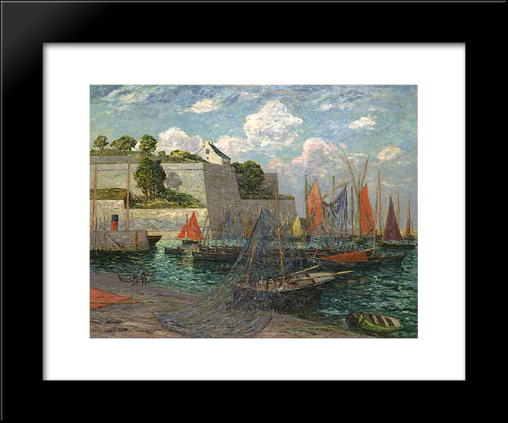 Port Castle Of Belle-Ile 20x24 Black Modern Wood Framed Art Print Poster by Maufra, Maxime