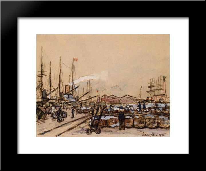 Quayside In Le Havre 20x24 Black Modern Wood Framed Art Print Poster by Maufra, Maxime