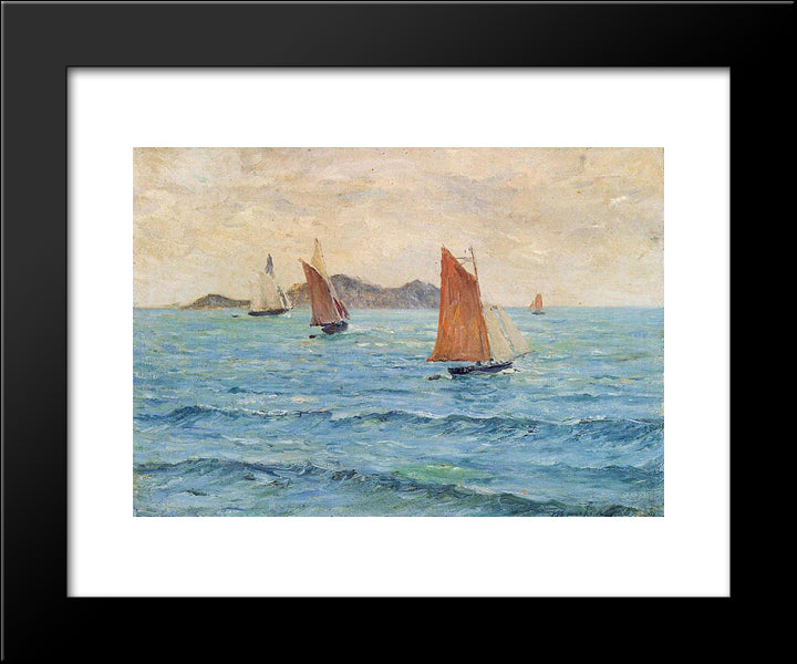 Sailboats 20x24 Black Modern Wood Framed Art Print Poster by Maufra, Maxime