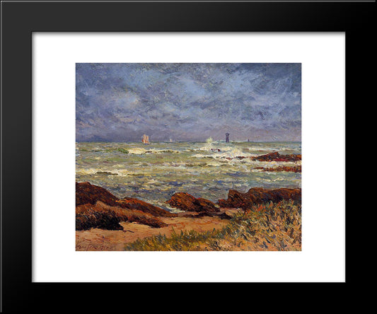 The Barges Lighthouse 20x24 Black Modern Wood Framed Art Print Poster by Maufra, Maxime