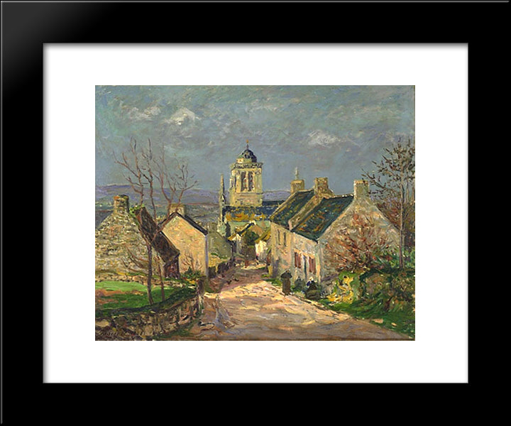 The Descending Street At Locronan 20x24 Black Modern Wood Framed Art Print Poster by Maufra, Maxime