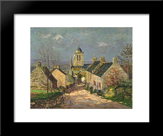 The Descending Street At Locronan 20x24 Black Modern Wood Framed Art Print Poster by Maufra, Maxime