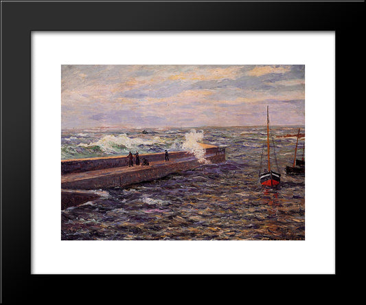 The Jetty At Pontivy 20x24 Black Modern Wood Framed Art Print Poster by Maufra, Maxime