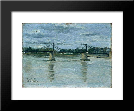 The Old Bridge In Ancenis 20x24 Black Modern Wood Framed Art Print Poster by Maufra, Maxime