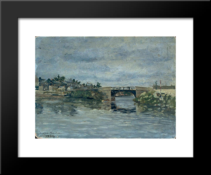 The Old Bridge In Barbin 20x24 Black Modern Wood Framed Art Print Poster by Maufra, Maxime