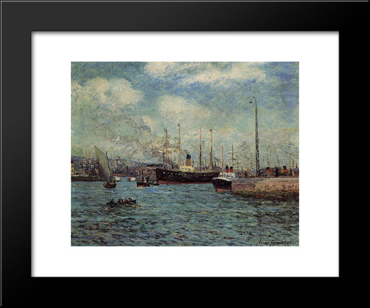 The Port Of Havre 20x24 Black Modern Wood Framed Art Print Poster by Maufra, Maxime