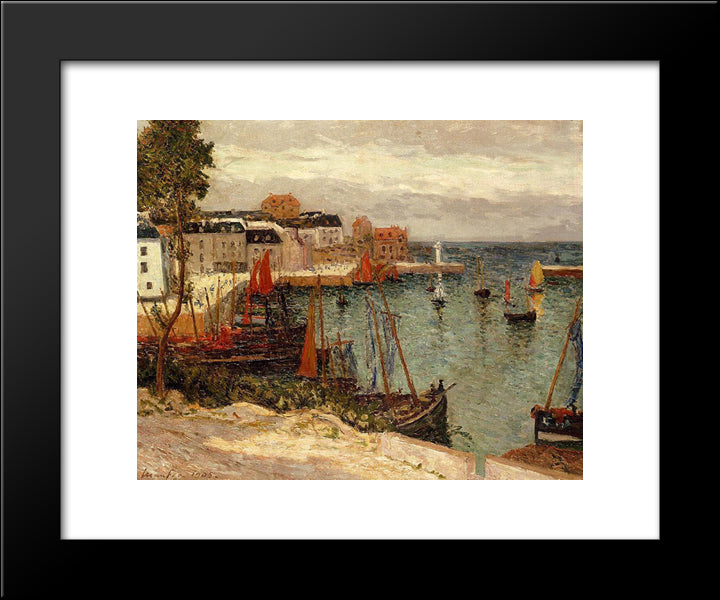 The Port Of Sauzon 20x24 Black Modern Wood Framed Art Print Poster by Maufra, Maxime