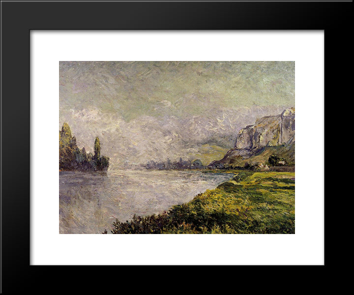 The Retreating Fog, Morning, Les Andelys 20x24 Black Modern Wood Framed Art Print Poster by Maufra, Maxime