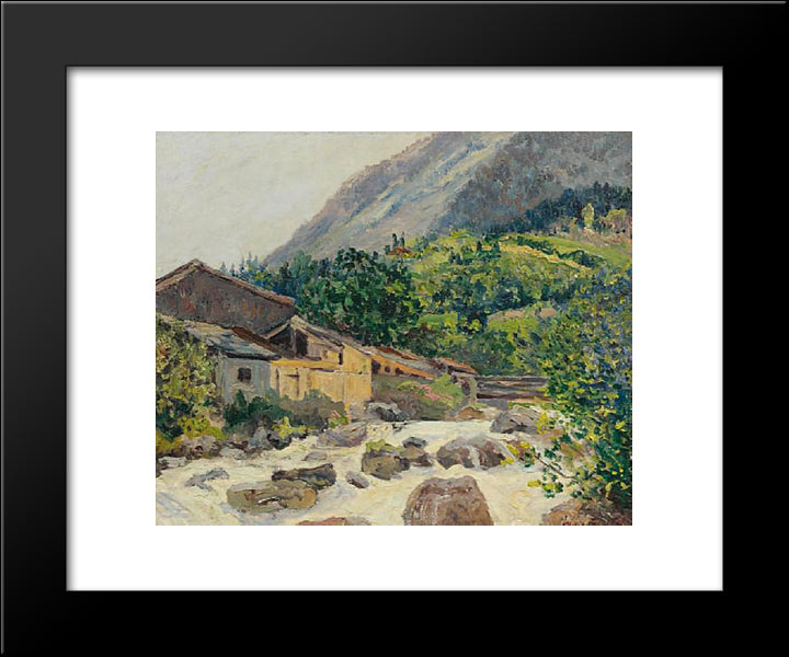 The Village On The River, Bozel 20x24 Black Modern Wood Framed Art Print Poster by Maufra, Maxime