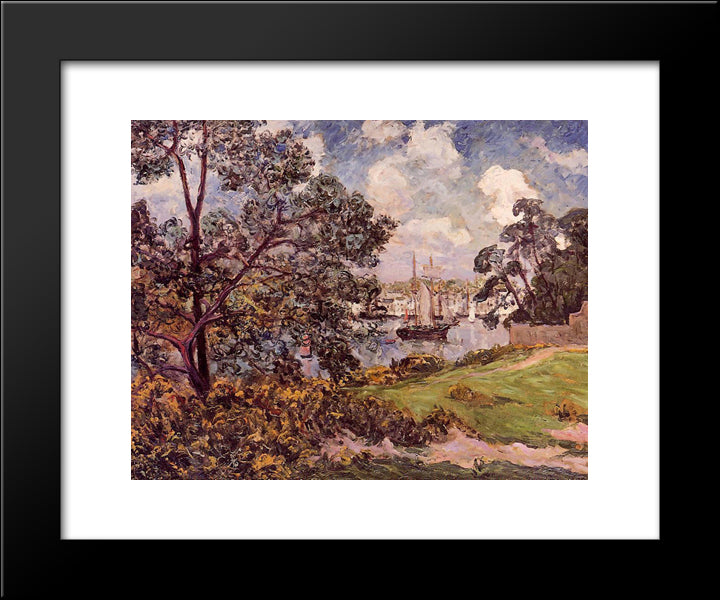 View Of The Port Of Auray 20x24 Black Modern Wood Framed Art Print Poster by Maufra, Maxime