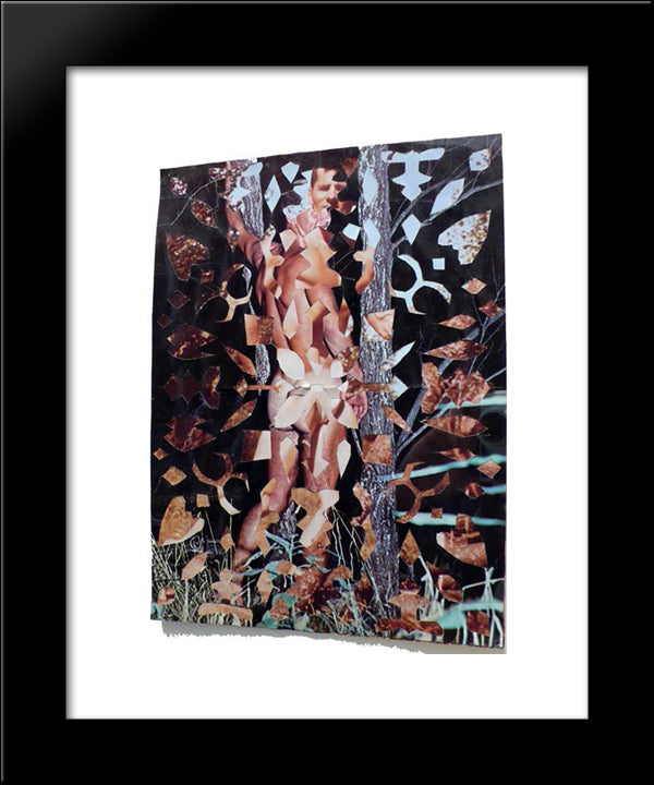 Snowflake Collage (Male Nude In Woods) 20x24 Black Modern Wood Framed Art Print Poster by Wilson, May