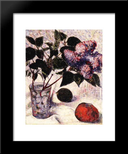 Lilacs In A Glass, Apple And Lemon 20x24 Black Modern Wood Framed Art Print Poster by Haan, Meijer de
