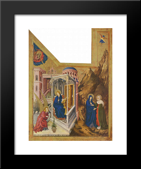 Altar Of Philip The Bold, Duke Of Burgundy, Left Wing Annunciation And Visitation 20x24 Black Modern Wood Framed Art Print Poster by Broederlam, Melchior