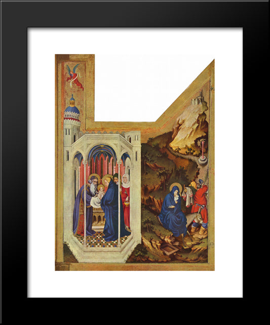Altar Of Philip The Bold, Duke Of Burgundy, Right Wing The Presentation In The Temple And The Flight To Egypt 20x24 Black Modern Wood Framed Art Print Poster by Broederlam, Melchior