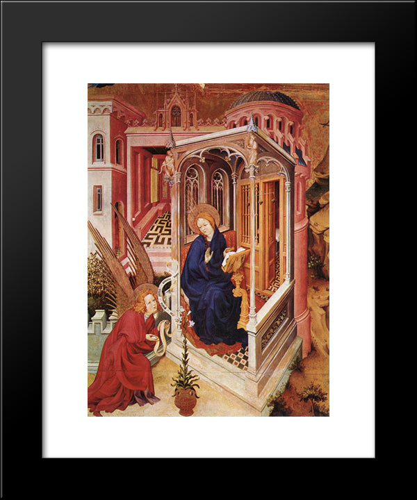 The Annunciation (From Altar Of Philip The Bold) 20x24 Black Modern Wood Framed Art Print Poster by Broederlam, Melchior