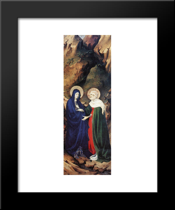 The Visitation (From Altar Of Philip The Bold) 20x24 Black Modern Wood Framed Art Print Poster by Broederlam, Melchior