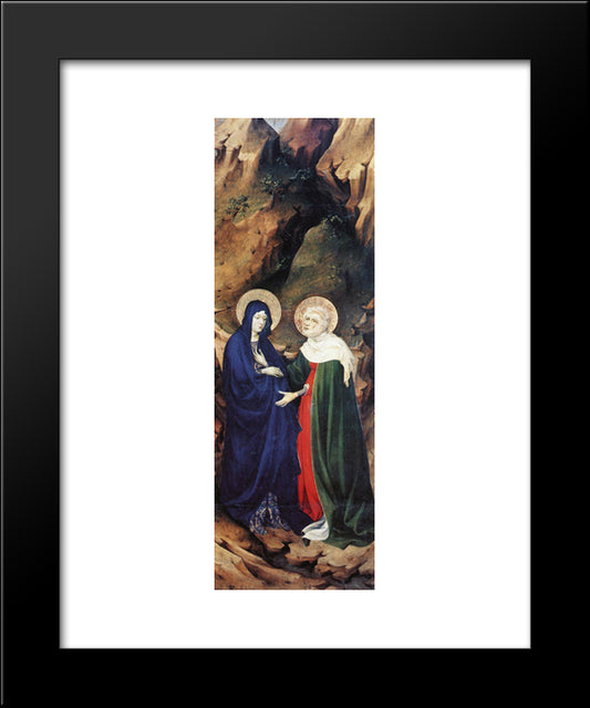 The Visitation (From Altar Of Philip The Bold) 20x24 Black Modern Wood Framed Art Print Poster by Broederlam, Melchior