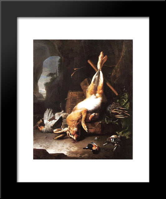 Still Life With The Hunting Trophy 20x24 Black Modern Wood Framed Art Print Poster by Hondecoeter, Melchior de