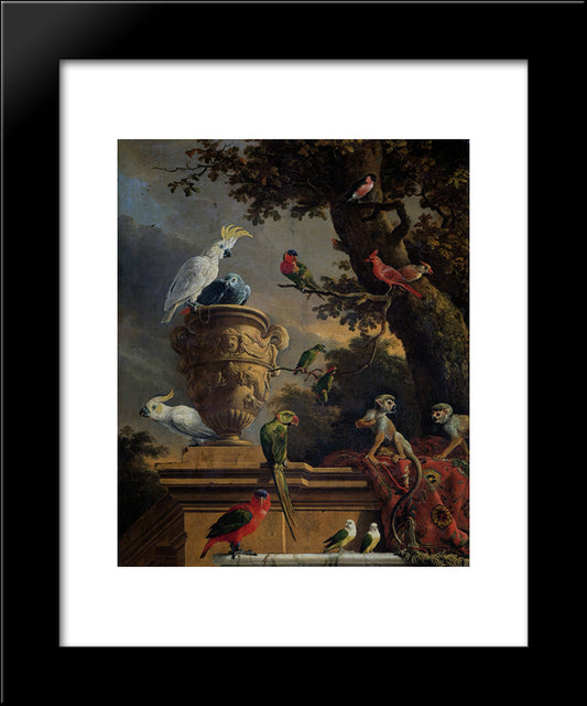 The Menagerie 20x24 Black Modern Wood Framed Art Print Poster by Hondecoeter, Melchior de