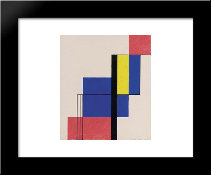 Composition V 20x24 Black Modern Wood Framed Art Print Poster by Seuphor, Michel