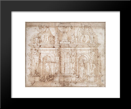 Design For Julius Ii Tomb (Second Version) 20x24 Black Modern Wood Framed Art Print Poster by Michelangelo