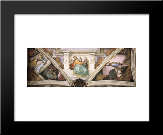 Frescoes Above The Entrance Wall 20x24 Black Modern Wood Framed Art Print Poster by Michelangelo
