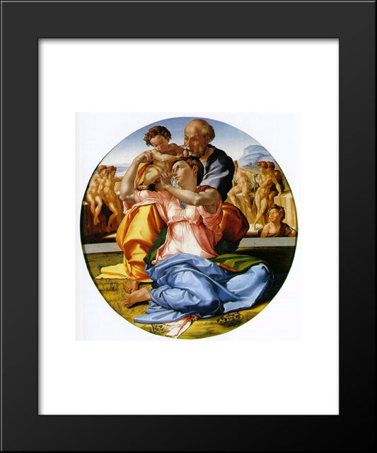 Holy Family With St. John The Baptist 20x24 Black Modern Wood Framed Art Print Poster by Michelangelo