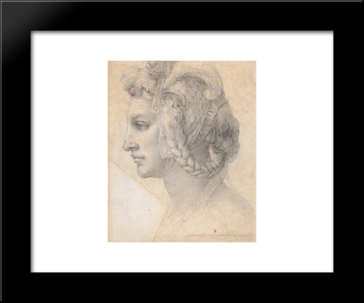 Ideal Head Of A Woman 20x24 Black Modern Wood Framed Art Print Poster by Michelangelo