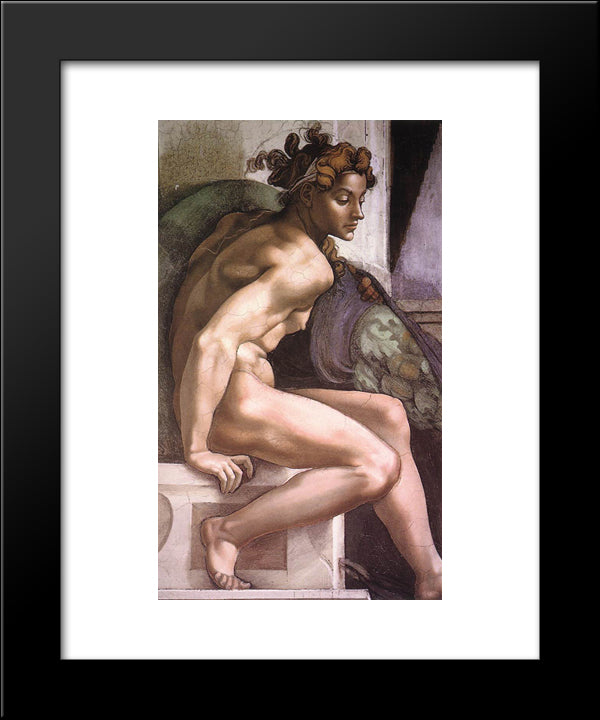 Ignudo 20x24 Black Modern Wood Framed Art Print Poster by Michelangelo