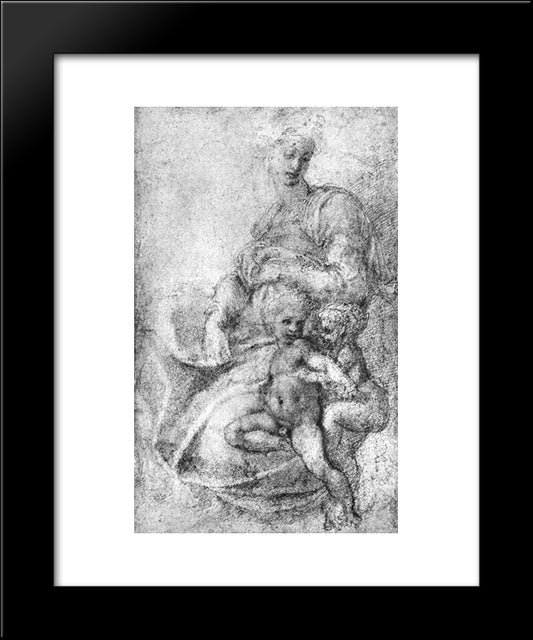 Madonna, Child And St.John The Baptist 20x24 Black Modern Wood Framed Art Print Poster by Michelangelo