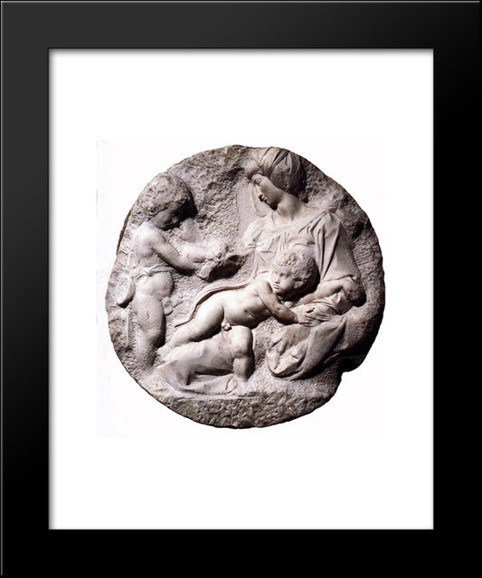 Madonna And Child With The Infant Baptist 20x24 Black Modern Wood Framed Art Print Poster by Michelangelo