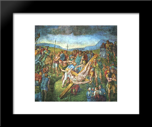 Martyrdom Of St.Peter 20x24 Black Modern Wood Framed Art Print Poster by Michelangelo