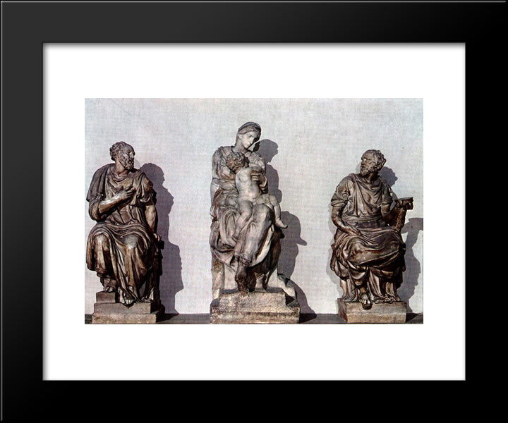 Medici Madonna Between St. Cosmas And St. Damian 20x24 Black Modern Wood Framed Art Print Poster by Michelangelo