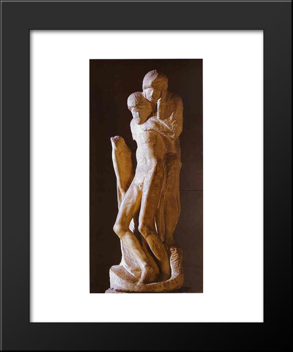 Pieta Rondanini (Unfinished) 20x24 Black Modern Wood Framed Art Print Poster by Michelangelo