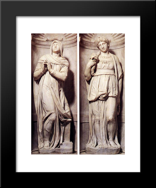 Rachel And Leah 20x24 Black Modern Wood Framed Art Print Poster by Michelangelo