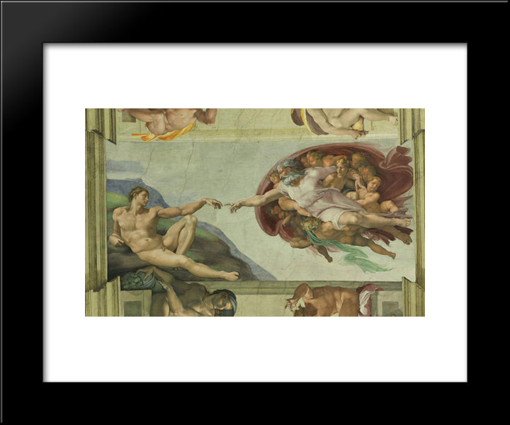 Sistine Chapel Ceiling Creation Of Adam 20x24 Black Modern Wood Framed Art Print Poster by Michelangelo