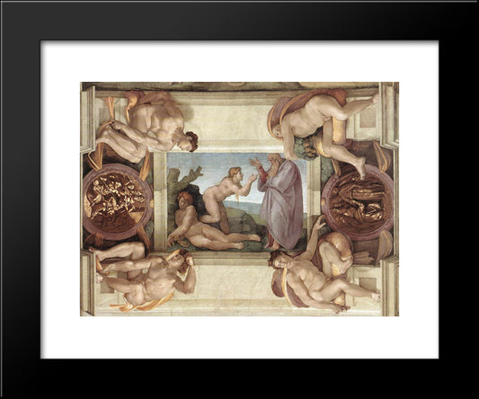 Sistine Chapel Ceiling Creation Of Eve 20x24 Black Modern Wood Framed Art Print Poster by Michelangelo