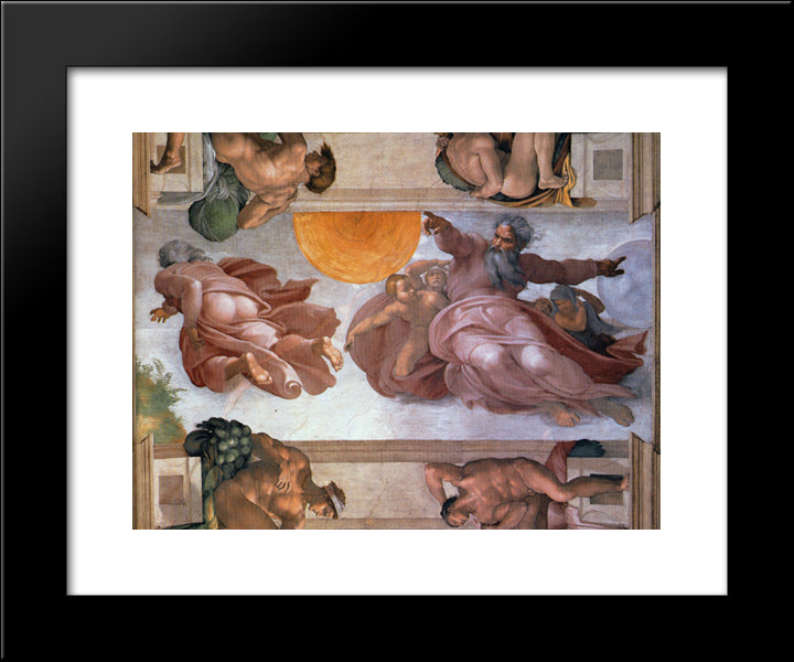 Sistine Chapel Ceiling Creation Of The Sun And Moon 20x24 Black Modern Wood Framed Art Print Poster by Michelangelo