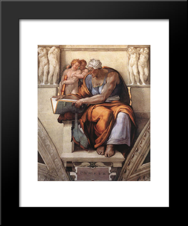 Sistine Chapel Ceiling Cumaean Sibyl 20x24 Black Modern Wood Framed Art Print Poster by Michelangelo